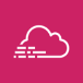 white cloud icon with horizontal lines on dark pink background representing AWS CloudTrail