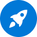 white rocket icon on blue circular background representing Azure App Service