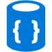 blue cylindrical database icon with white curly braces representing Azure Cosmos DB