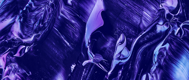 A screen with purple and blue colored waves and a black background