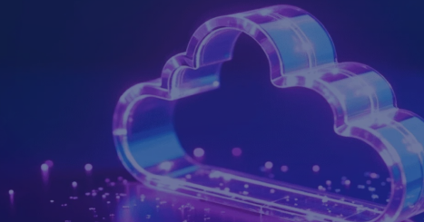 Futuristic cloud computing illustration shows glowing cloud icon. Rests on circuit board with digital data points, implying global network connection data storage. Modern tech design.